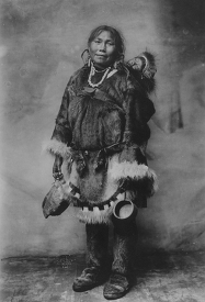 Eskimo mother with child on back Alaska historic photo