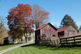 Farmhouse and small barns in a Monroe County West Virginia