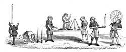 feats in balancing in medieval times illustration