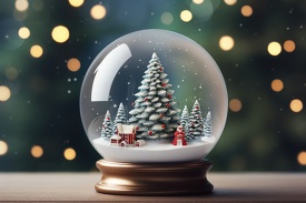 festive snow globe with a bright christmas tree sparkling lights