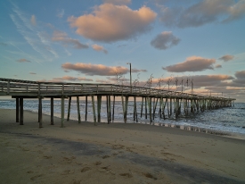 fishing pier with clouds in Virginia Beach Virginia