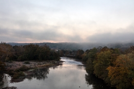 Fog over the Greenbrier River near Caldwell West Virginia
