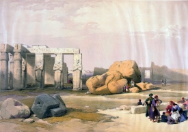 Fragments of the great colossus at the memnorium thebes