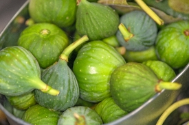 Fresh Green Figs In Metal Bowl 