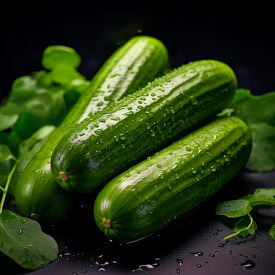 fresh organic cucumbers with a leafy herb