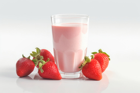 fresh strawberry smoothie with strawberries on the side