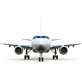 front view airplane isolated on white background