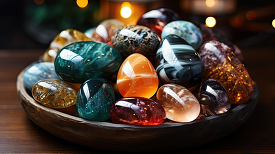 gemstones minerals for relaxation and meditation in a bowl