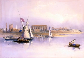 General view of the ruins of Luxor from the Nile