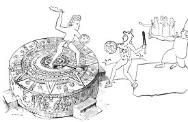 Gladiatorial Stone from an Aztec Draw­ing mexico historic illus