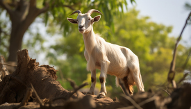 goat standing on a pile of dirt in india