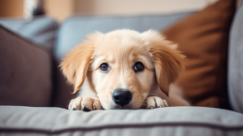 Golden Retriever Dog breed puppy sits