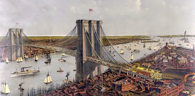 grand birds eye view of the great east river suspension bridge c