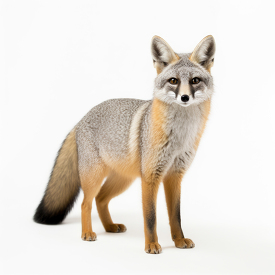 Gray fox isolated on white background