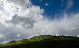 Green Rolling Hills with Clouds in Southern California