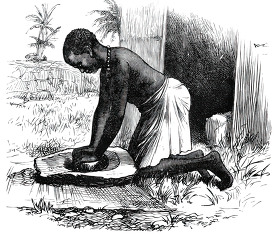 grinding meal for supper historical illustration africa