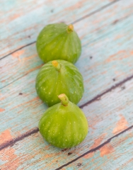 Group Of Three Green Figs In A Row 