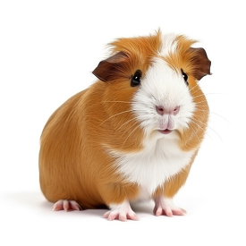Guinea pig side view isolated on white background