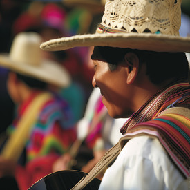 guitarist in traditional Mexican attire