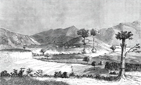 hillcountry near mirambos capital historical illustration africa