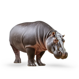 Hippopotamus side view isolated on white background