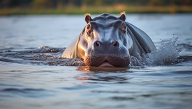 hippopotamus splashing in a lake