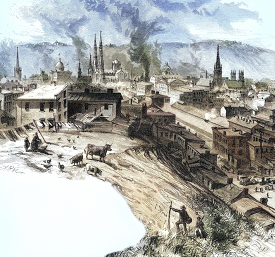 Historical Illustration of the Scenes from the Ohio River