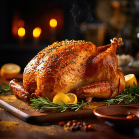 home cooked holiday dinnerroasted turkey with a crust of herbs spices
