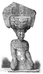 Idol in Temple mexico historic illustration