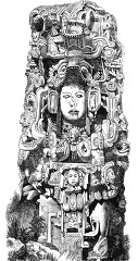 Idol of Copan mexico historic illustration