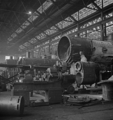 In the Chicago and Northwestern locomotive repair shop 1942
