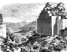 inca gateway and fortress in the andes historical illustration