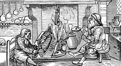 interior of a medieval kitchen illustration