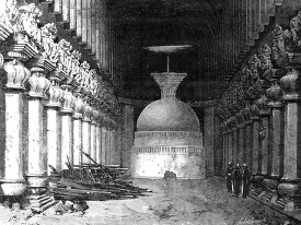 interior of kailash temple hewn from rockindia historical illust