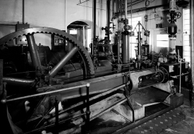 interior view of brew house steam engine