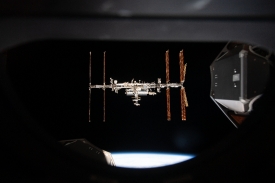 International Space Station is pictured from inside a window