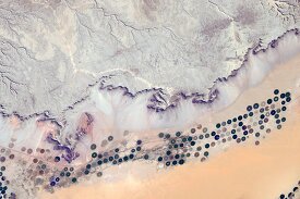International Space Station view of water desert canvas