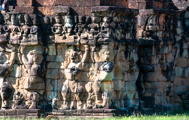 intricate carvings on the grounds of Angkor Wat Cambodia