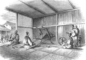 japanese loom historical illustration