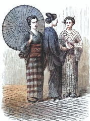japanese merchants family colorized historical illustration