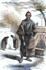 japanese tea merchants colorized historical illustration