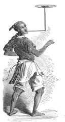 juggler spinning plate in japan historical illustration