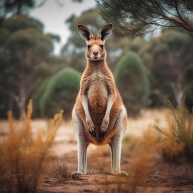 kangaroo standing in natural habitat in australia