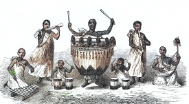 kings musicians historical illustration africa