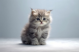 kitten sitting on a gray background
