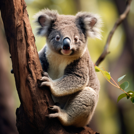 koala clings a rests on a tree_