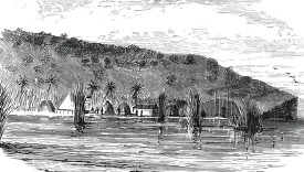 lake village in central africa historical illustration africa