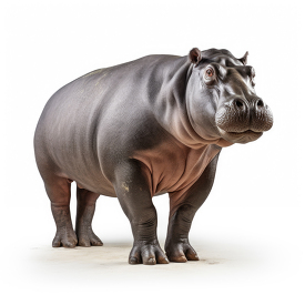 large Hippopotamus side view isolated on white background