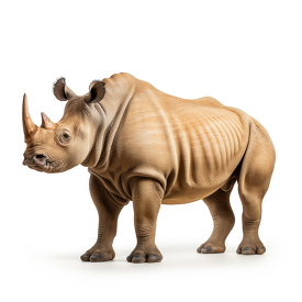 large rhinoceros side view isolated on white background
