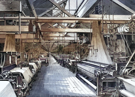 linen weaving room in factory